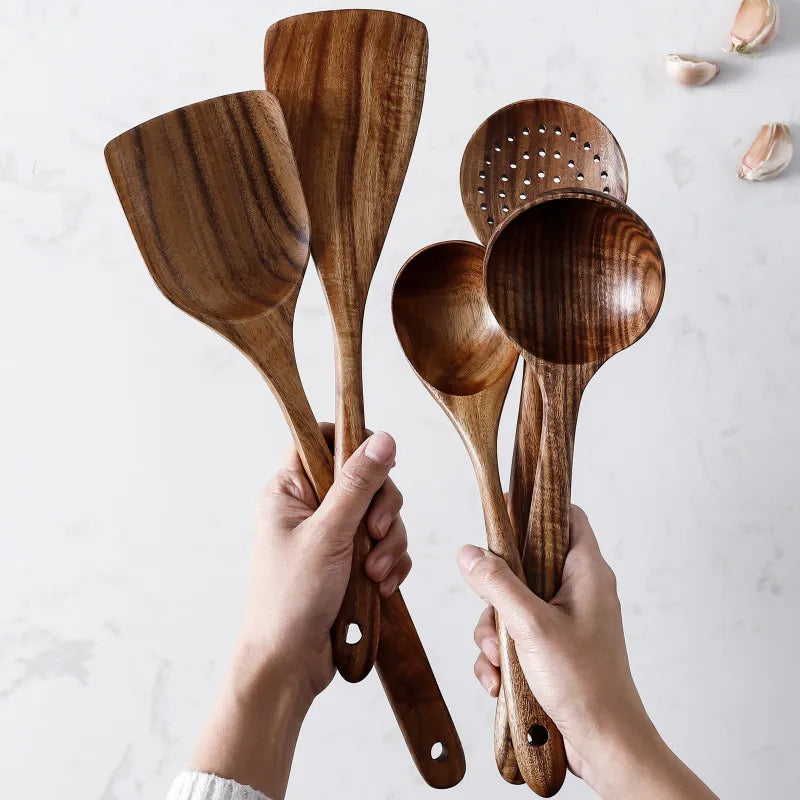 Teak Natural Wood Tableware Spoon - Eztico