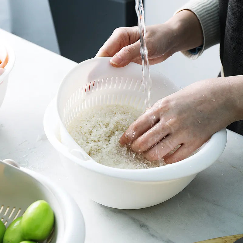 Kitchen Vegetables Fruit Double Drain Basket - Eztico