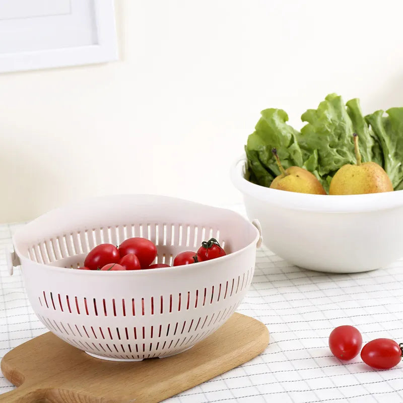 Kitchen Vegetables Fruit Double Drain Basket - Eztico