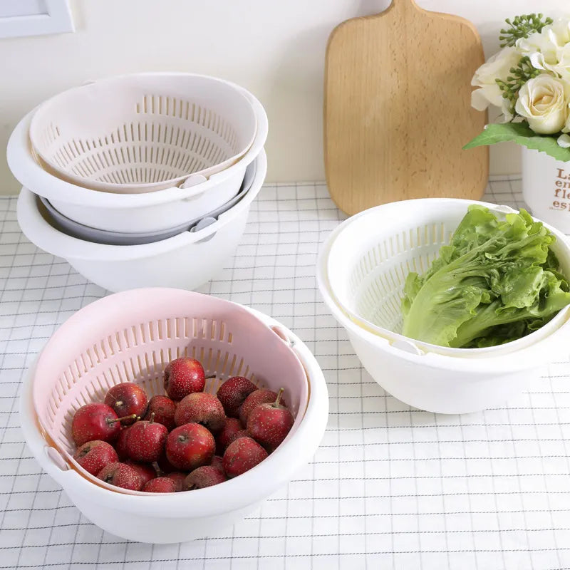 Kitchen Vegetables Fruit Double Drain Basket - Eztico