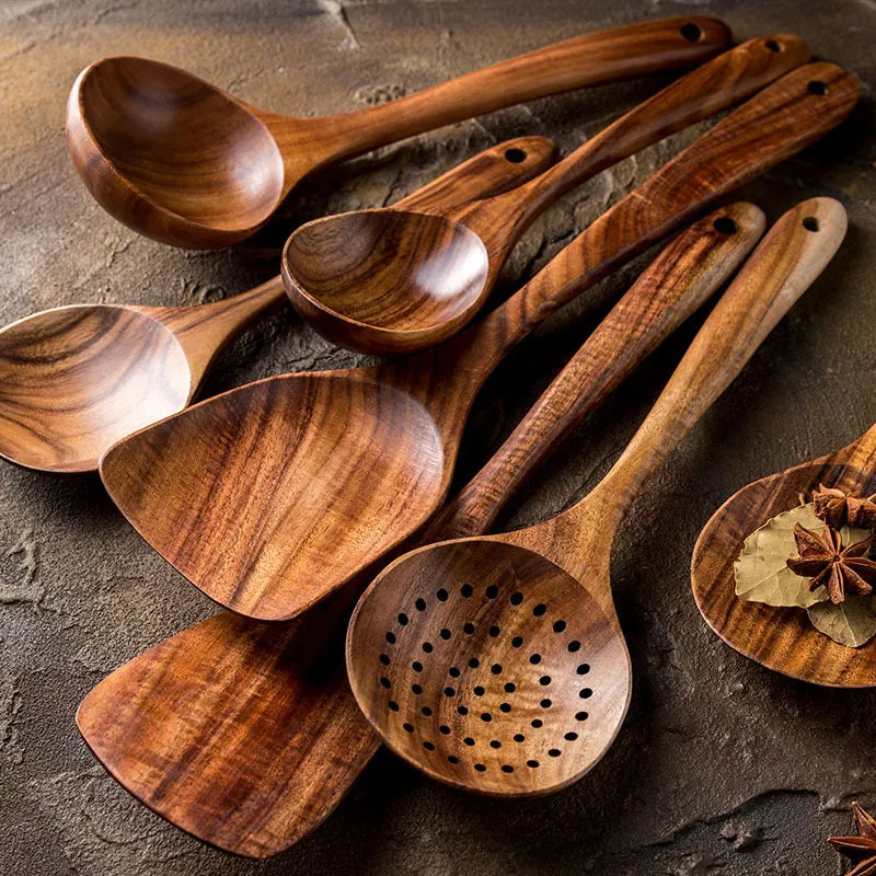 Teak Natural Wood Tableware Spoon - Eztico