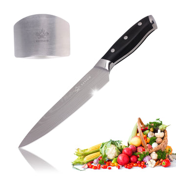 8 inch Professional Chef Cooking Knife with Finger Guard - Super Sharp Kitchen Knife for Precision Cutting - Ideal Kitchen Gadget for Chefs with Ergonomic Handle.