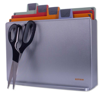 4-Piece Non-Toxic Cutting Board Set with Premium Scissors and Holder