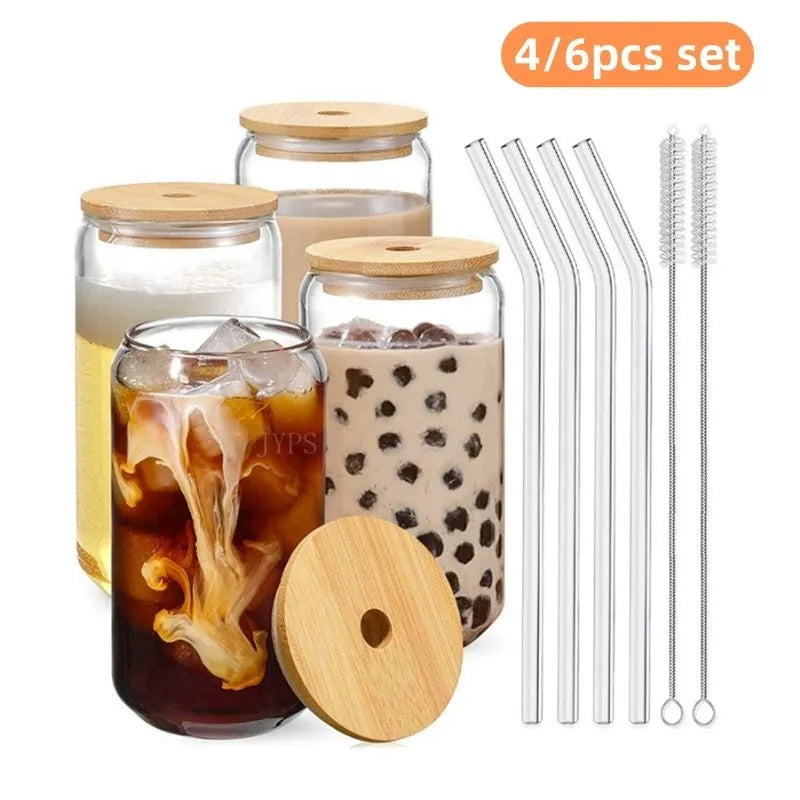 400ml Glass Cup With Lid and Straw - Eztico