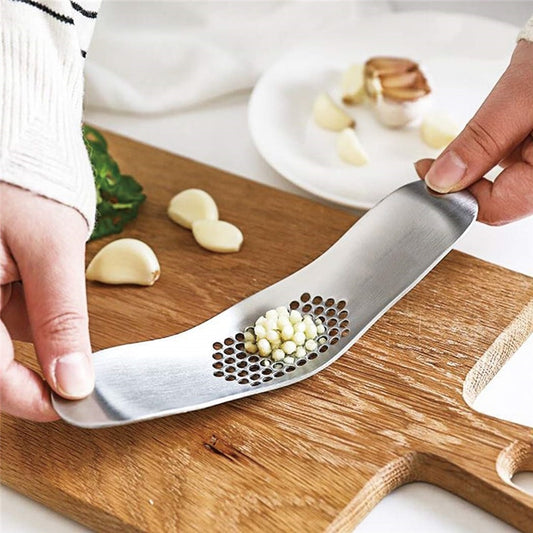 Stainless Steel Curved Garlic Press - Eztico